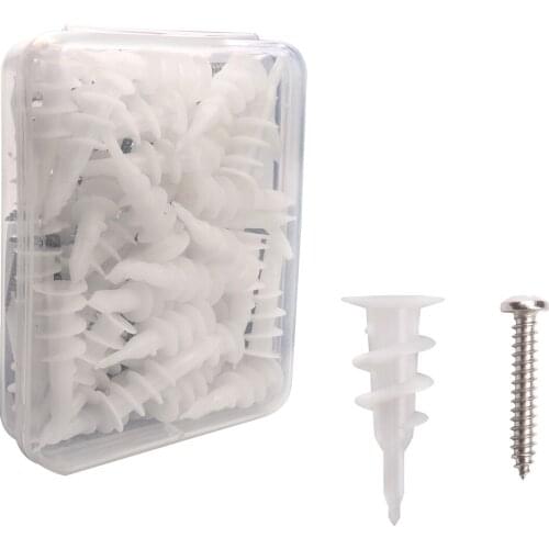 50 Pieces White Self Drilling Anchors with Screws Kit Gypsum Board Anchors and Screws Assortment Kit