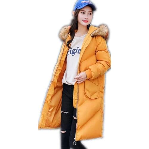 2018New Winter Women Down Jacket Hooded Large Fur Collar Loose Thicken Cotton-Padded Winter Coats Female Warm Parkas Hot Q991