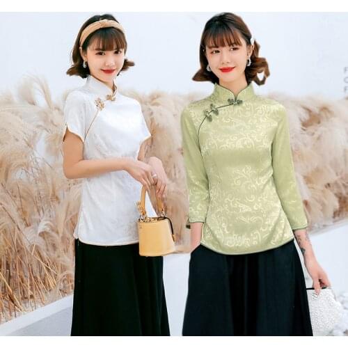 2020 Spring And Summer New Slim Cheongsam Short Modified Cheongsam Republican Girl Performance Jacket Suit Female Slim Qipao