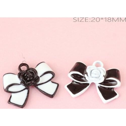 New Arrival 30PCS Fashion Rose Flower Decorated Enamel Knot Bow Alloy Jewelry Pendant Chams Oil Drop DIY Bracelet Necklace Charm