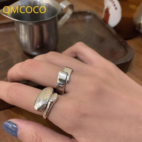 QMCOCO 925 Silver Simple Engagement Jewelry For Women Fashion Creative Design Smooth Surface Geometric Party Accessories Gifts