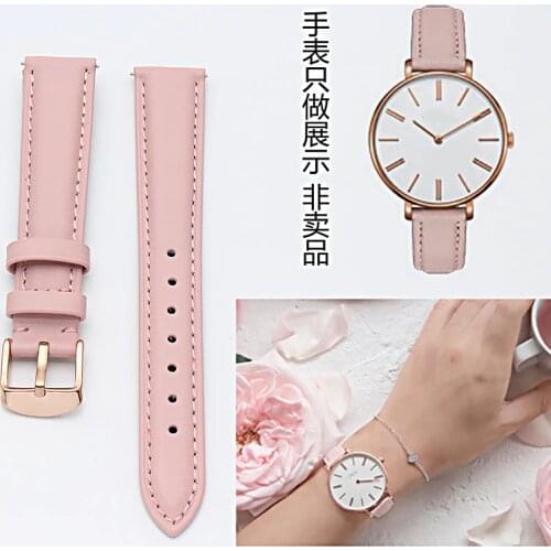14mm 15mm 16mm 17mm 18mm 19mm 20mm rose gold real leather strap, watch band, pink, blue and Gray Lady Watch free postage