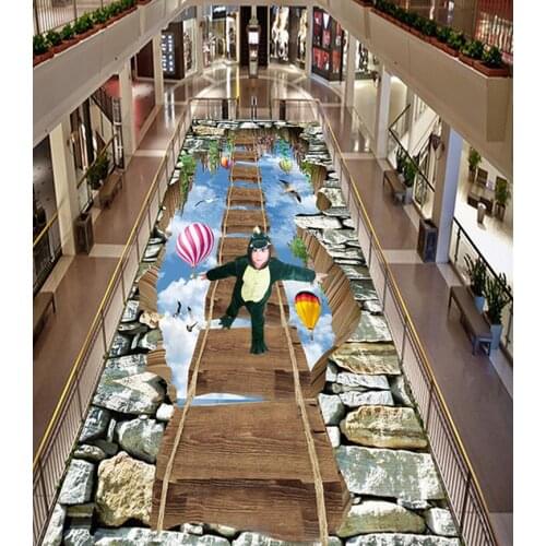 3d customized wallpaper Floating bridge sky ladder pit floor stereoscopic 3D Videos Waterproof PVC self-adhesive