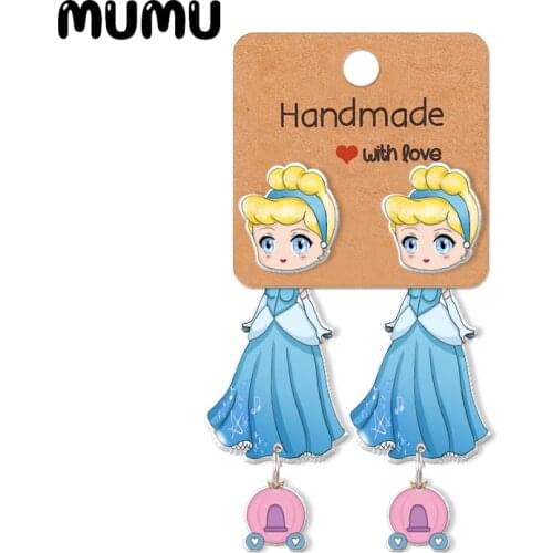 2021 New Princess Cinderella Stud Earring Lovely Epoxys Jewelry Resin Acrylic Earrings Handmade Gifts Girl