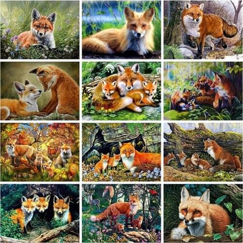 SHAYI 5D Diamond Painting Fox Animal Pattern Full Square/Round Drill Embroidery Cross Stitch Animal Forest Home Decor Painting