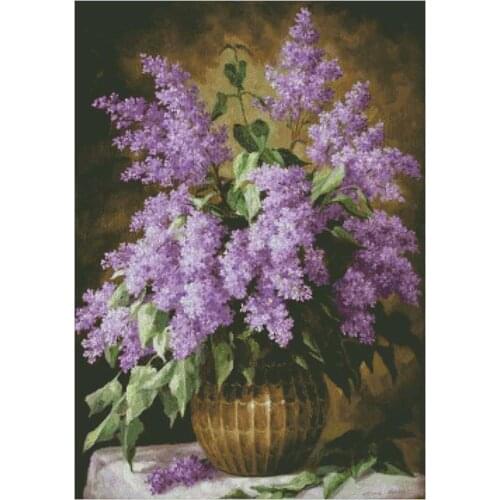 Lilac flowers patterns Counted Cross Stitch 11CT 14CT 18CT DIY Chinese Cross Stitch Kits Embroidery Needlework Sets home decor