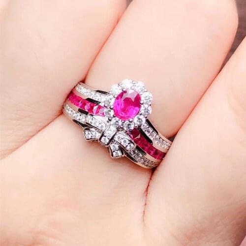 Natural And Real Red Ruby Ring 925 Sterling Silver Rings for Wedding Rings Silver 925 Gemstones Jewelry Fine Jewelry