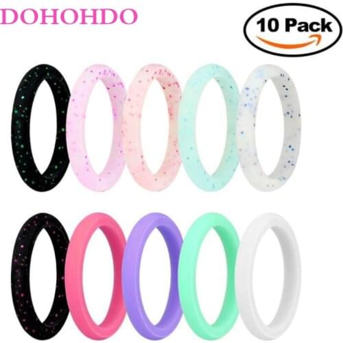 10PCs 2.7mm Silicone Wedding Ring for Women Premium Medical Grade Wedding Bands Thin Stackable Durable Comfortable Rubber Rings