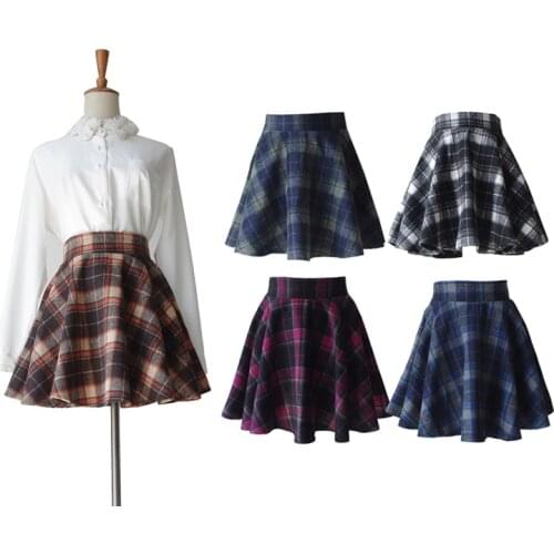 Autumn Winter Preppy style Retro Harajuku Big Size High-waisted Umbrella Skirt Gray A-shaped Fashion Mini Short Skirt S-2XL New