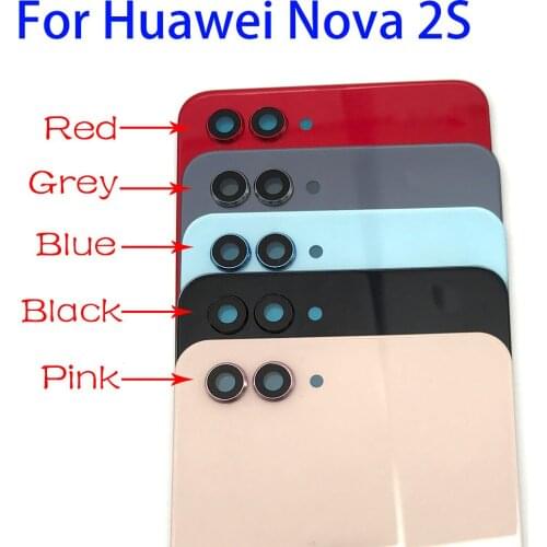 Back Glass Rear Cover For Huawei Nova 2S Battery Door Housing Battery back cover with Back Rear Camera Glass Lens Cover