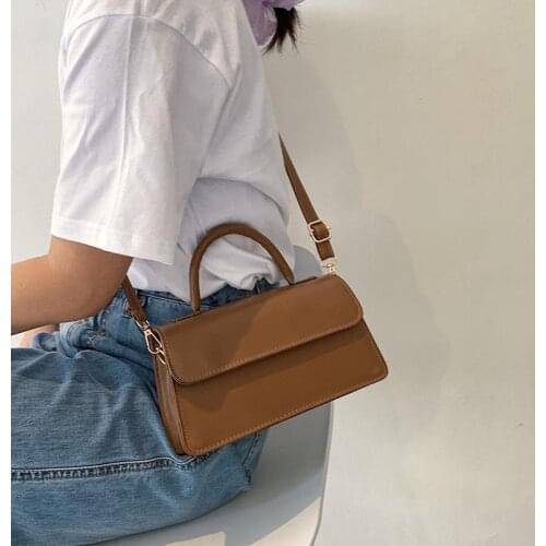 Womens Shoulder Bag Fashion Casual Small Square Bag Luxury 2021 New Trend Retro Crossbody Messenger Handbags Solid Color Tote