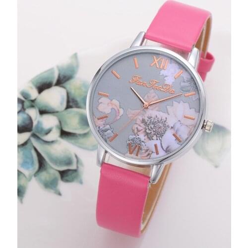 Womens Watch Silicone Printed Flower Causal Quartz Analog Wrist Watches Hot sale Relogio Feminino Casual Bayan Kol Saati Q