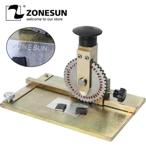 ZONESUN Manual Metal Stamping Marking Machine Deboss Embossing Machine Dog Tag Metal Plate Stamping Embosser 6mm Letter Printing