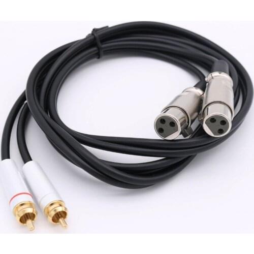 1pc 5Ft 2 XLR Female to 2 RCA Male Phono Plug Dual Mixer Stereo Pro Audio Cable 1.5m