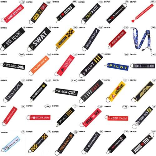 1 PC Car Keychains Berloques Red Embroidery Highlight Key Fobs Chains Jewelry Aviation Gifts Chaveiro Masculino