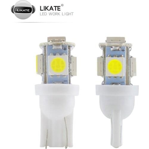 10pcs Car Wedge side Clearance License Plate Lamp T10 LED Bulb 12V T10 5050 5-SMD LED Signal Light Super