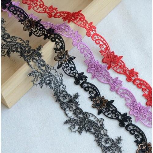 2 Meters per Lot 3cm Width Red Purple Black Silver Gold Pretty High Quality Water Soluble Lace Trim DIY Craft Lace Ribbon