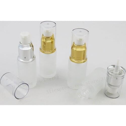 24 x 20ML Frost Glass Lotion Pump Cream Bottle 2/3oz Aluminum Pump Glass Bottle 20cc Glass Container
