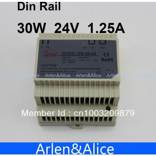 30W 24V 1.25A Din Rail Single Output Switching power supply 100V-240V