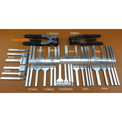 44pcs Leather Craft Sewing Stitching Pro Line Lacing Chisel Pricking Iron Punch Tool Set Kit Edger Creaser Groover Skiver Bevele