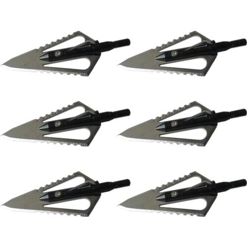 6PCs Serrate Broadheads 100 grains Sawtooth Blade Chainsaw Hunting Arrow Point for Crossbow Hunting