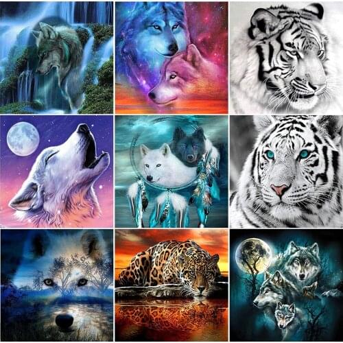 Wolf DIY 5D Diamond Painting Full Drill Resin Animal Embroidery Cross Stitch Kit Mosaic Art Picture of Rhinestones Decor Gift