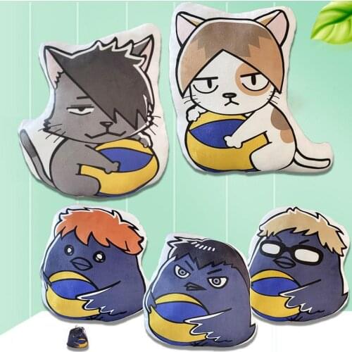 Haikyuu Kawaii Anime Manga Peripherals Q Version Cartoon Cute Cat Crow Animal Sofa Cushions Pillows Stuffed Plush Doll Toys