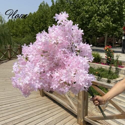 Flone Simulation Silk Snow Cherry Blossoms Wedding Cross Cherry Lilac Flower Oncidium Orchid Home Decoration Fake Floral