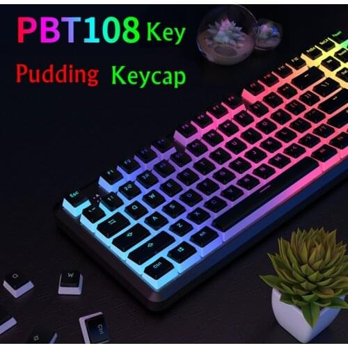 Ajazz 108 Key Frosted Double Layer Pudding PBT Keycaps For Mechanical Keyboard Two-Color Translucent Keycap OEM Keycap Height