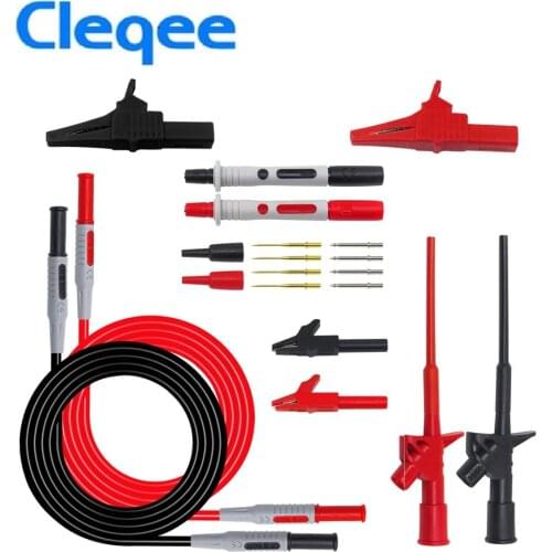 HOT Cleqee P1600B 10-in-1 Electronic Specialties Test Lead kit Automotive Test Probe Kit Multimeter probe leads kit Banana plug