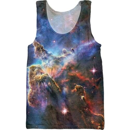 Summer Mens Tank Top Men Bodybuilding Muscle Clothing Northstar Space Galaxy Nebula Printing 3D Sexy Vest Plus Size 5XL