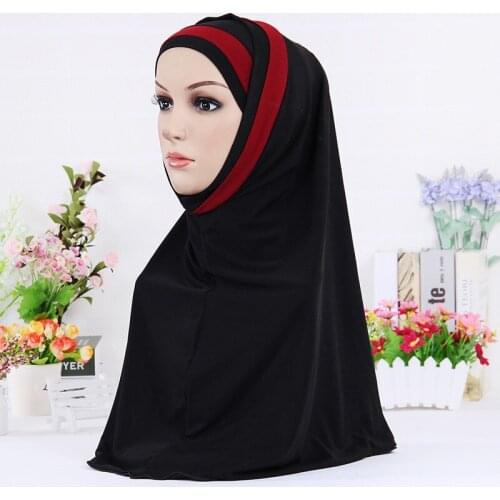 Muslim scarves for women solid color stripe instant shawl hijab femme musulman arab wraps headscarf islamic hijabs kopftuch