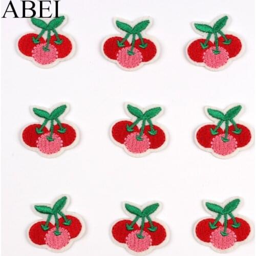 10pcs/lot Iron On Embroidery Mini Cherry Patch Cartoon Stickers for Girls Garments Bags Decoration DIY Patchwork Sewing Badge
