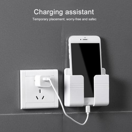 Wall Mounted Organizer Storage Box Remote Control Mounted Mobile Phone Plug Wall Holder Charging Multifunction Holder Stand