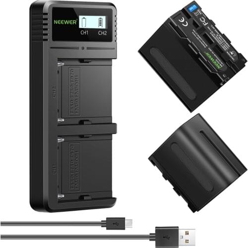 Neewer Fast Charger Dual USB Charger with Replacement NP-F970 Batteries For Sony NP-F950 NP-F930 NP-F570 NP-F550 NP-F530 NP-F330