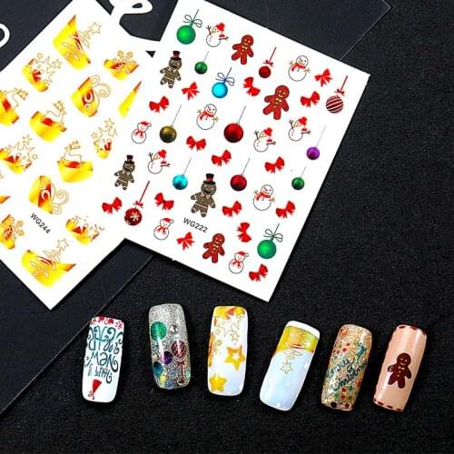 2020 New Fashion 3D Nail Sticker Santa Claus Slider Christmas Nail Sticker Tree Decal DIY Manicure Accessory Foil