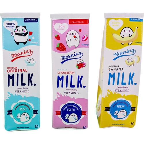 Creative Large Capacity Pencil Bag Kawaii Milk Box Portable Pencil Case Pen Bag Back To School Office Stationery