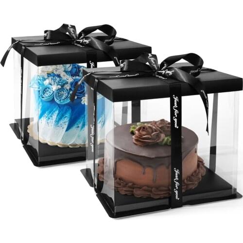 Transparent Cake Box Plastic Birthday Cake Packaging Box Gift Box Container for Handmade Dessert Wedding Party