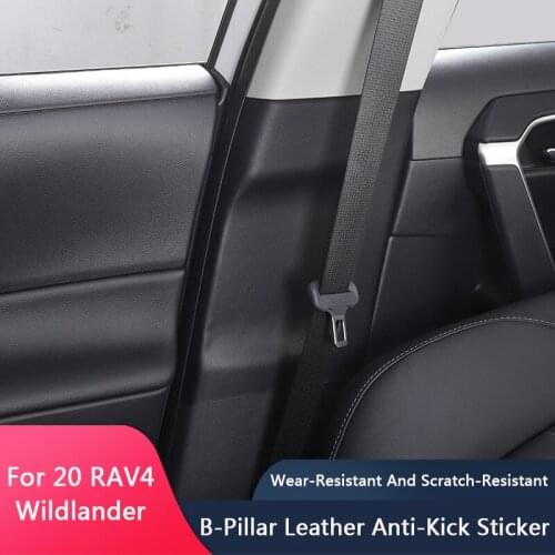 QHCP Inner Door B Pillars Sticker Door Column Protect Film Seat Belt Buckle Anti-scratch Leather For Toyota RAV4 Wildlander 2020