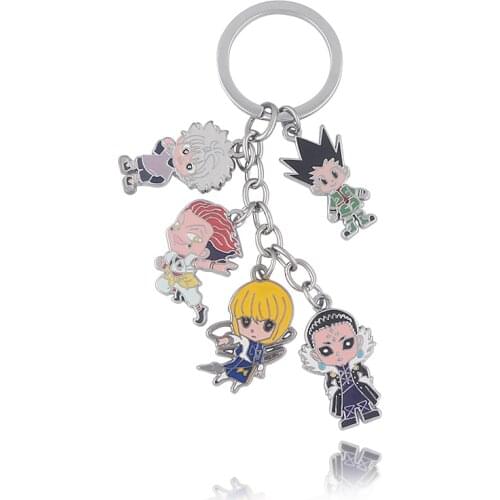 RJ HUNTER×HUNTER Keychain Hisoka Kulolo lushilufelu Kurapika Figure Pendant Keyring Car Bag Jewelry Cosplay Accessories Gift