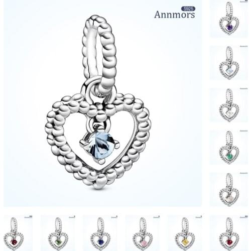 Romantic Heart Fit Original Pandora Bracelets Charm Seed Beads Pendant In The Middle Heart 925 Sterling Silver Jewelry DIY Gifts