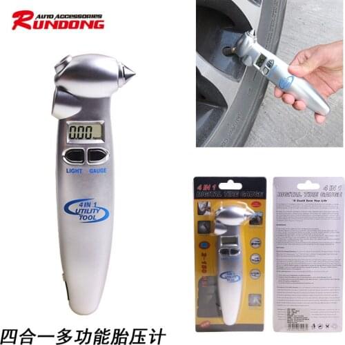 Rundong Multifunction LED data display Tire pressure Meter Safety Hammer Multi-function R-8855V