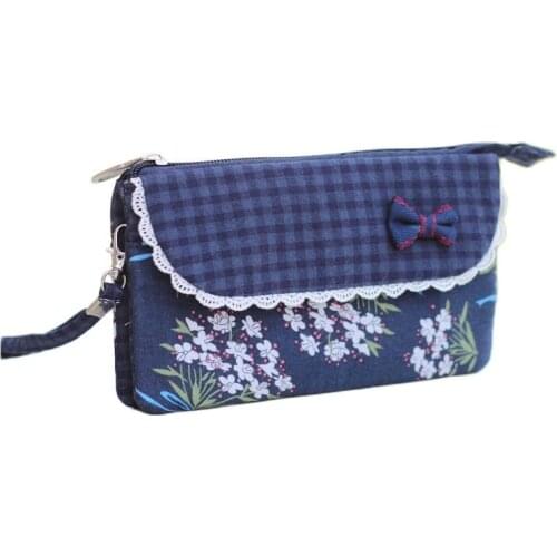 Women Plaid Cotton Coin Purse Ladies Long Wallet Female Small Phone Money Pouch Bolsa Carteira Feminina Bolso Mujer for Girls