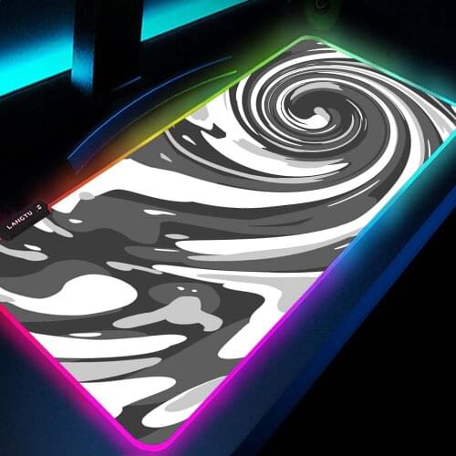 Spiral Black White Texture RGB Large PC Gaming Mouse Pad Gamer Computer Mousepad Desk Mat Backlight Carpet for Keyboard Mause