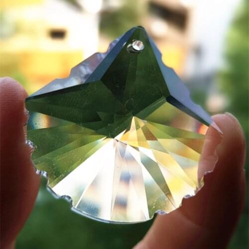 Free Ring) 38mm K9 Crystal Shell Shape Clear Color Chandelier Pendant Glass Suncatcher Out Door Christmas Tree Decoration