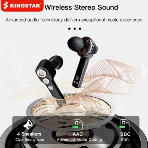 KINGSTAR NEW Double Dynamic Wireless Headsets Bluetooth 5.0 Earphones TWS in-Ear Stereo Auriculares Microphone Noise Cancelling