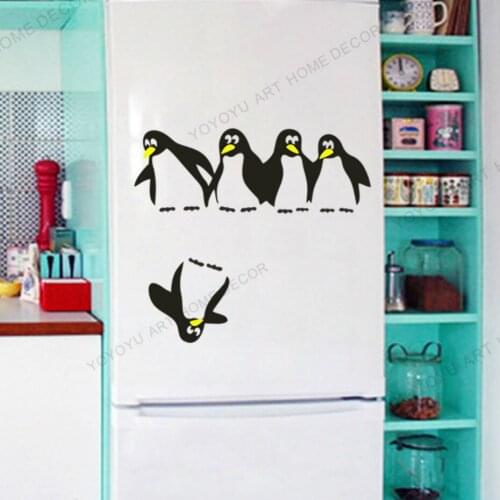 Refrigerator Vinyl Sticker Penguin Save the Fridge Kitchen Wall Sticker Decals For Kitchen Bathroom Window Home Decoration Q148