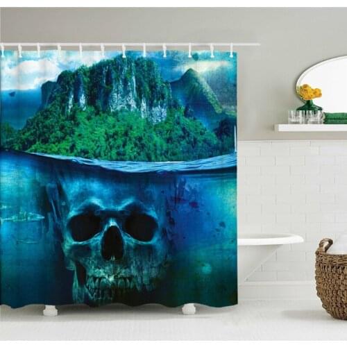 3D Printing Flower Skull Waterable Shower Curtain Screen for Bathroom Decoration Polyester Fabric Shower Curtain