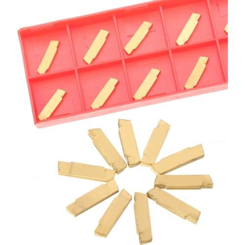 10pcs MGMN200-G Carbide Inserts Golden Square Blades For MGEHR/MGIVR Grooving Cut-off Tool