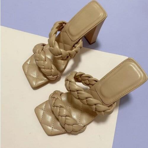 Womens Summer Sandals Square Toe Slipper Ladies High Heel Mules Sexy High Heels Sandal Shoe Slippers Female Fashion Woman Shoes